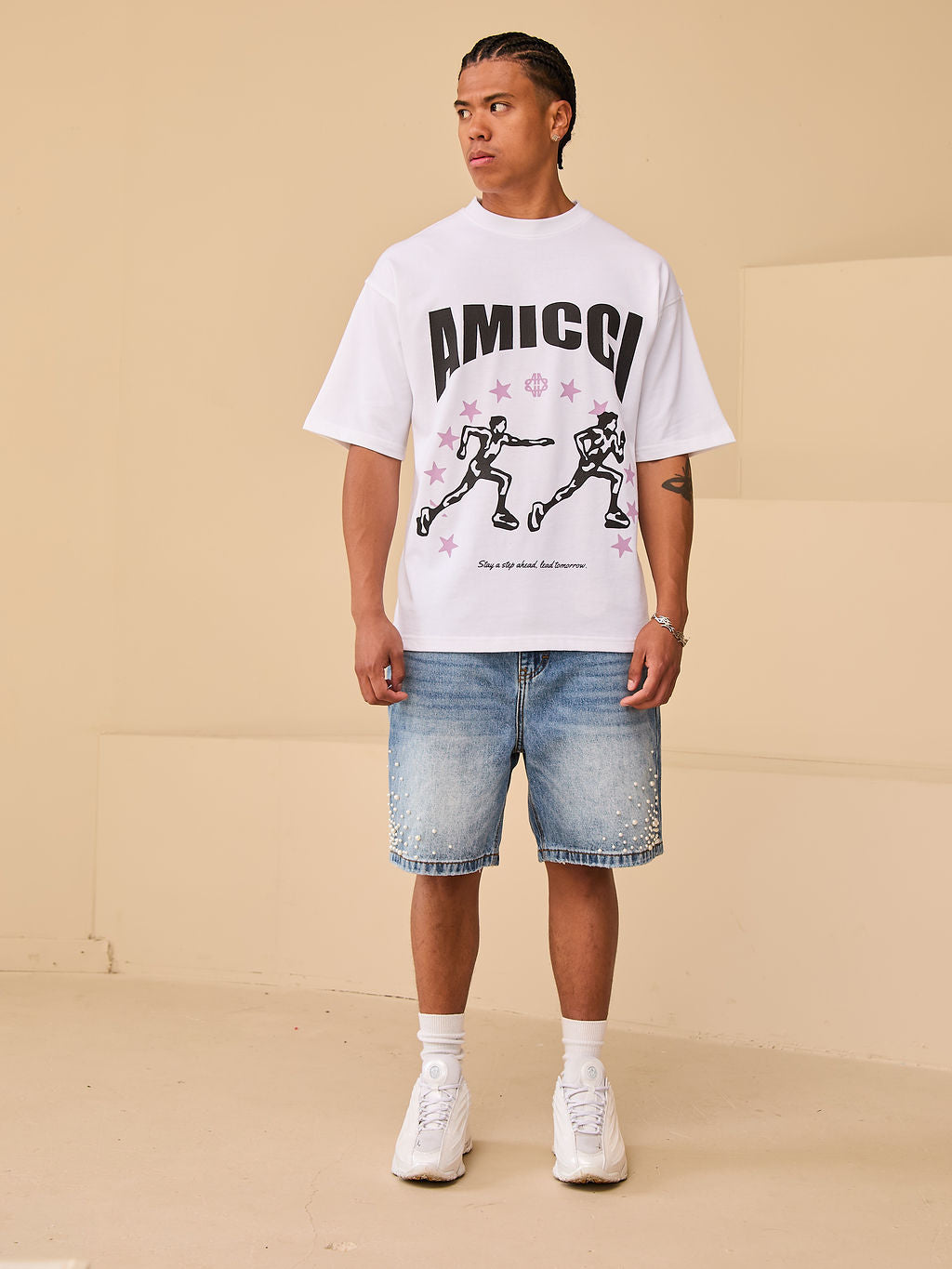 Direction White Graphic T Shirt