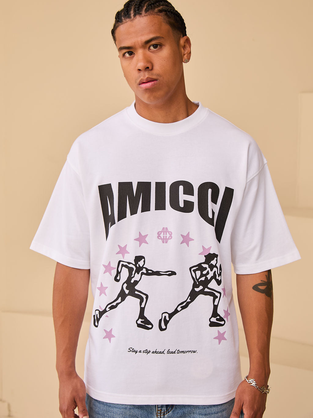 Direction White Graphic T Shirt