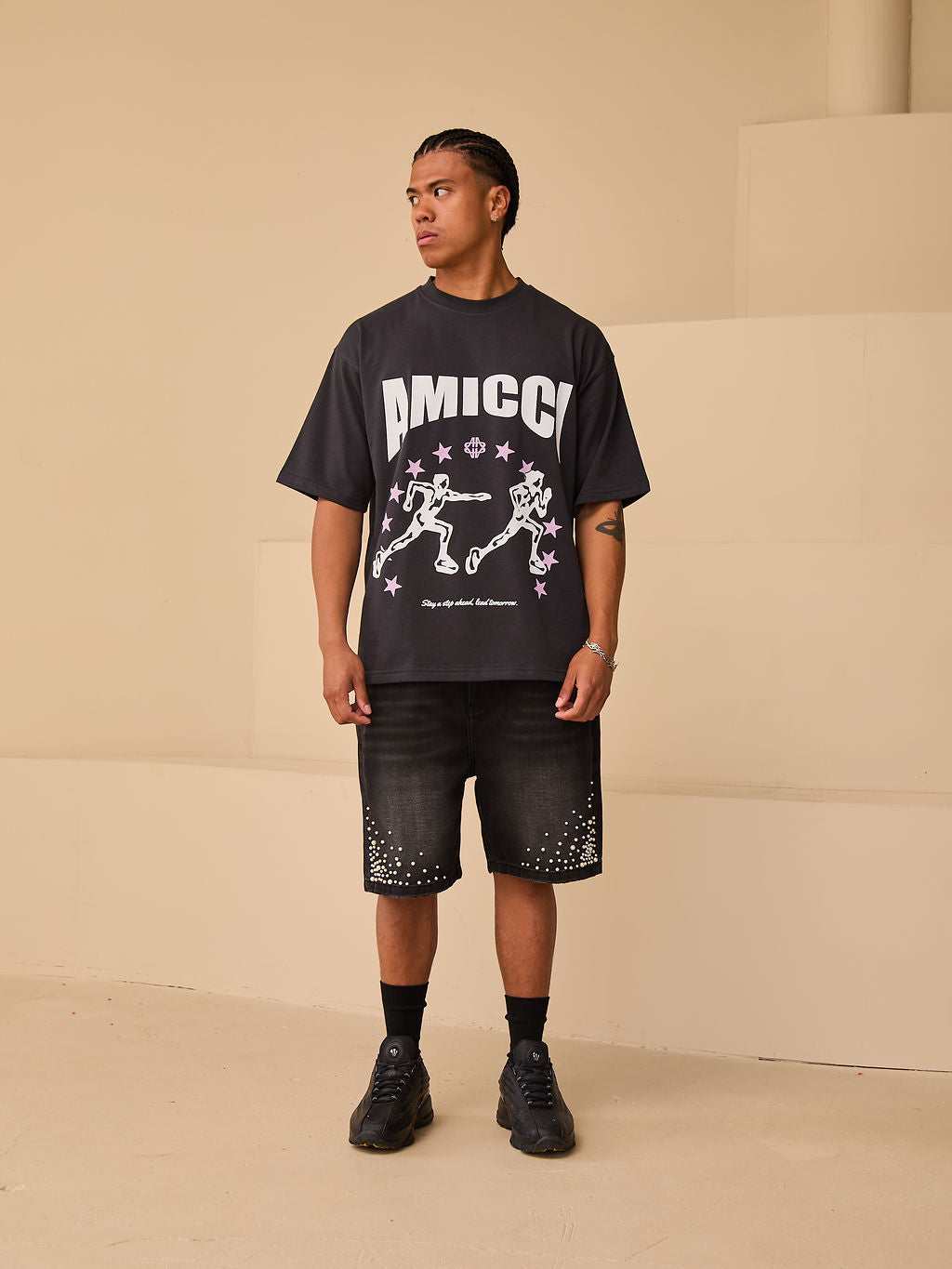 Direction Black Graphic T Shirt