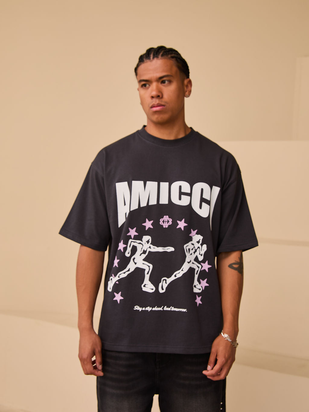 Direction Black Graphic T Shirt