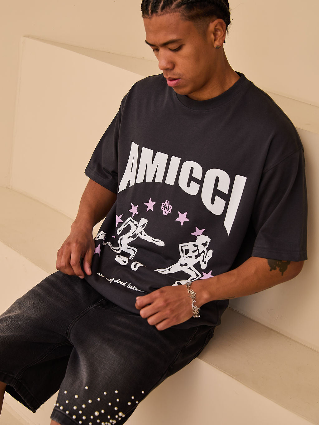 Direction Black Graphic T Shirt