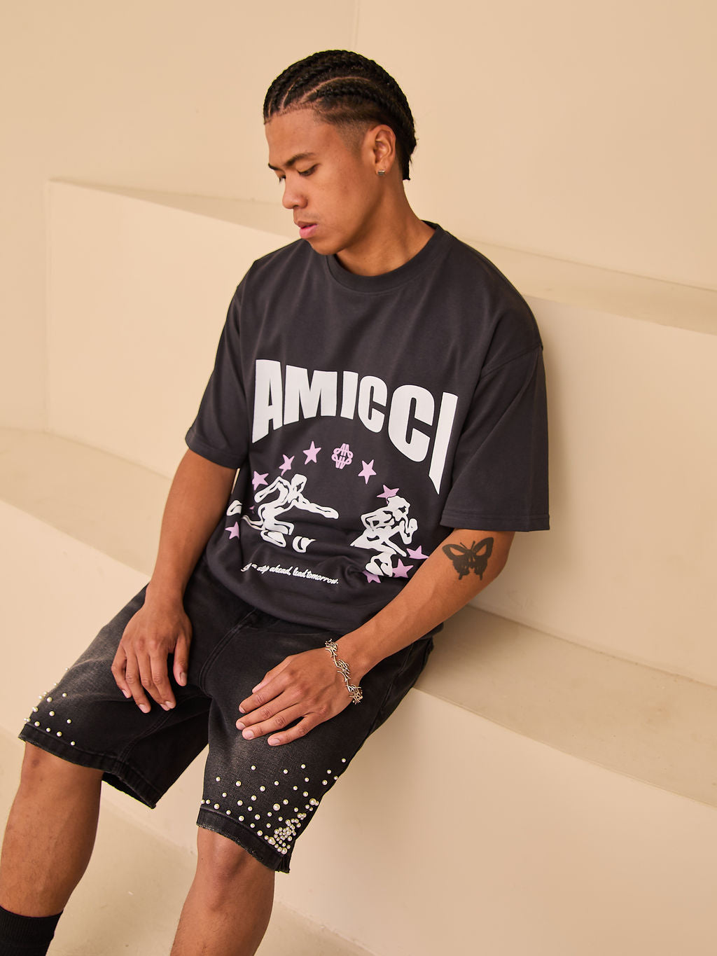 Direction Black Graphic T Shirt