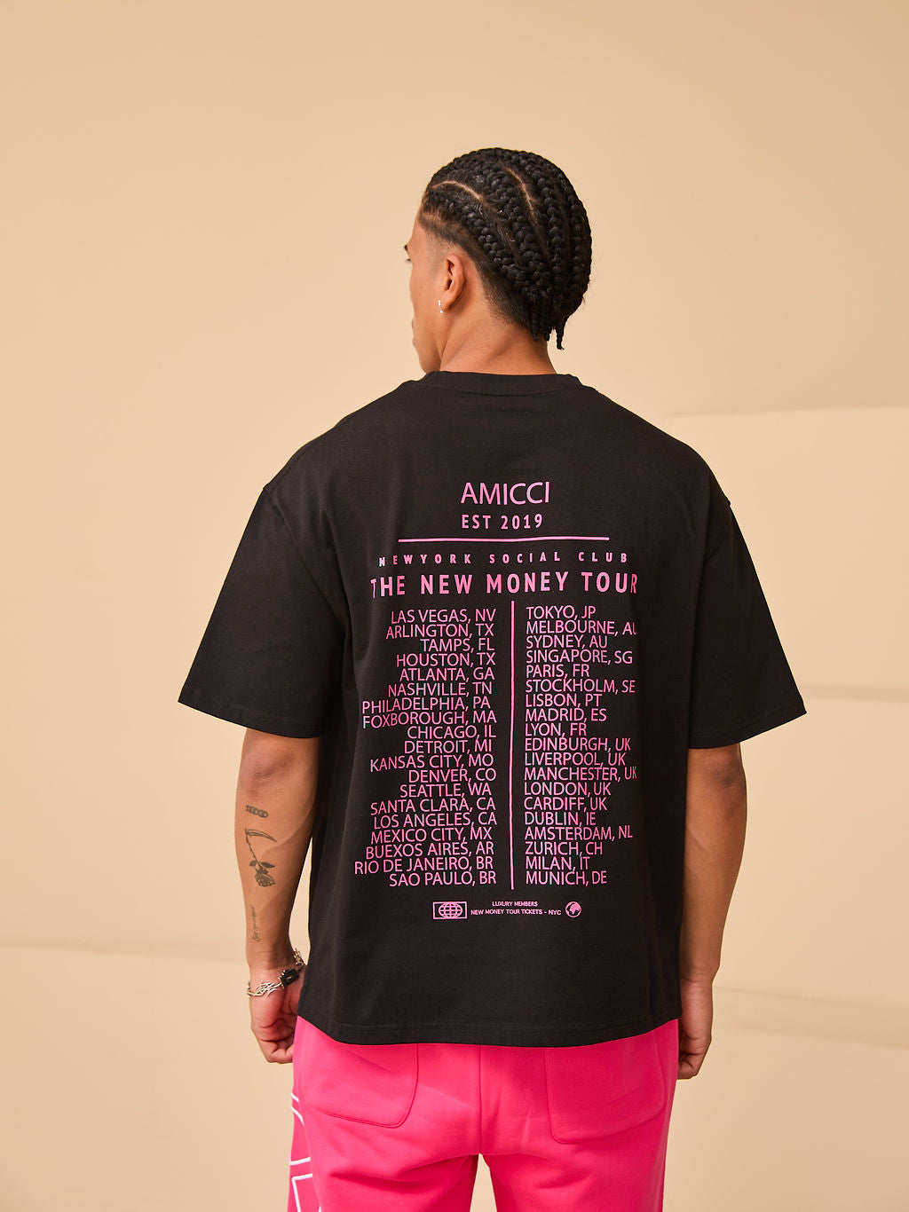 Tiriosa Grafische Oversized T-Shirt Zwart