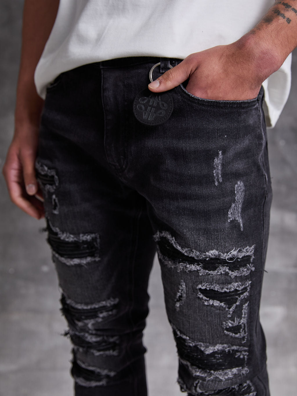 Rocco Heavy Ripped Zwarte Skinny Jeans