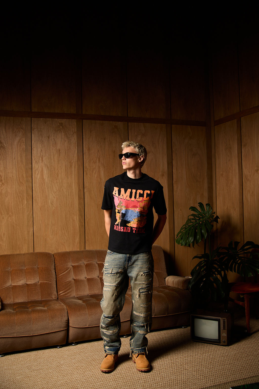 Manuel Heavy Ripped Getinte Blauwe Baggy Jeans