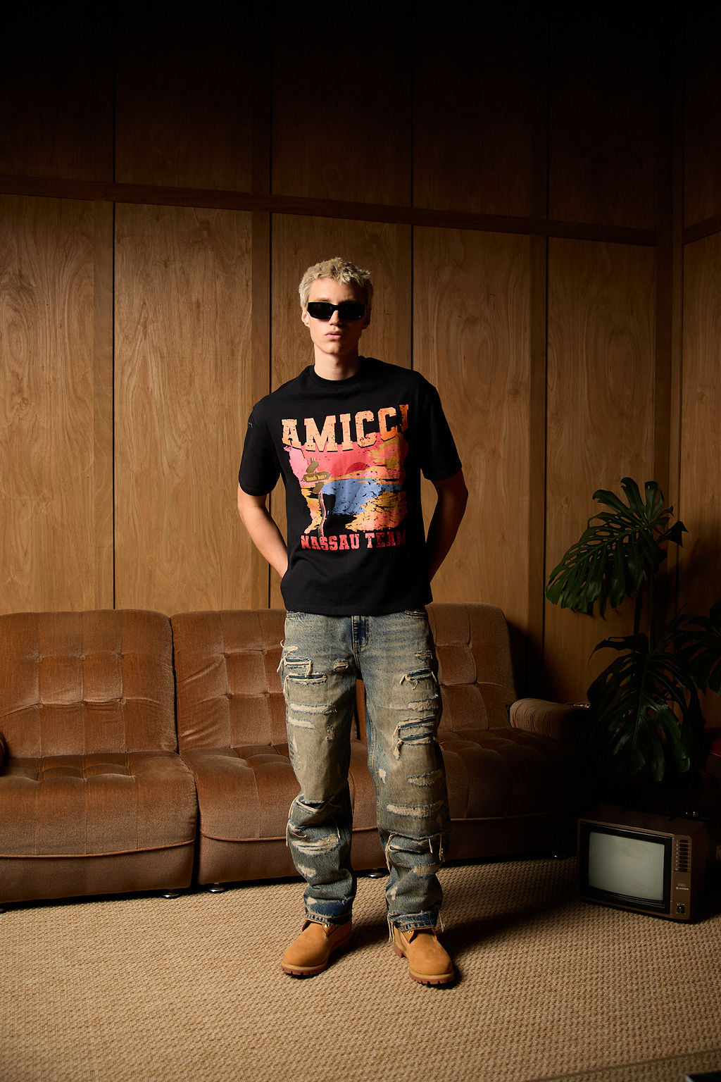 Manuel Heavy Ripped Getinte Blauwe Baggy Jeans