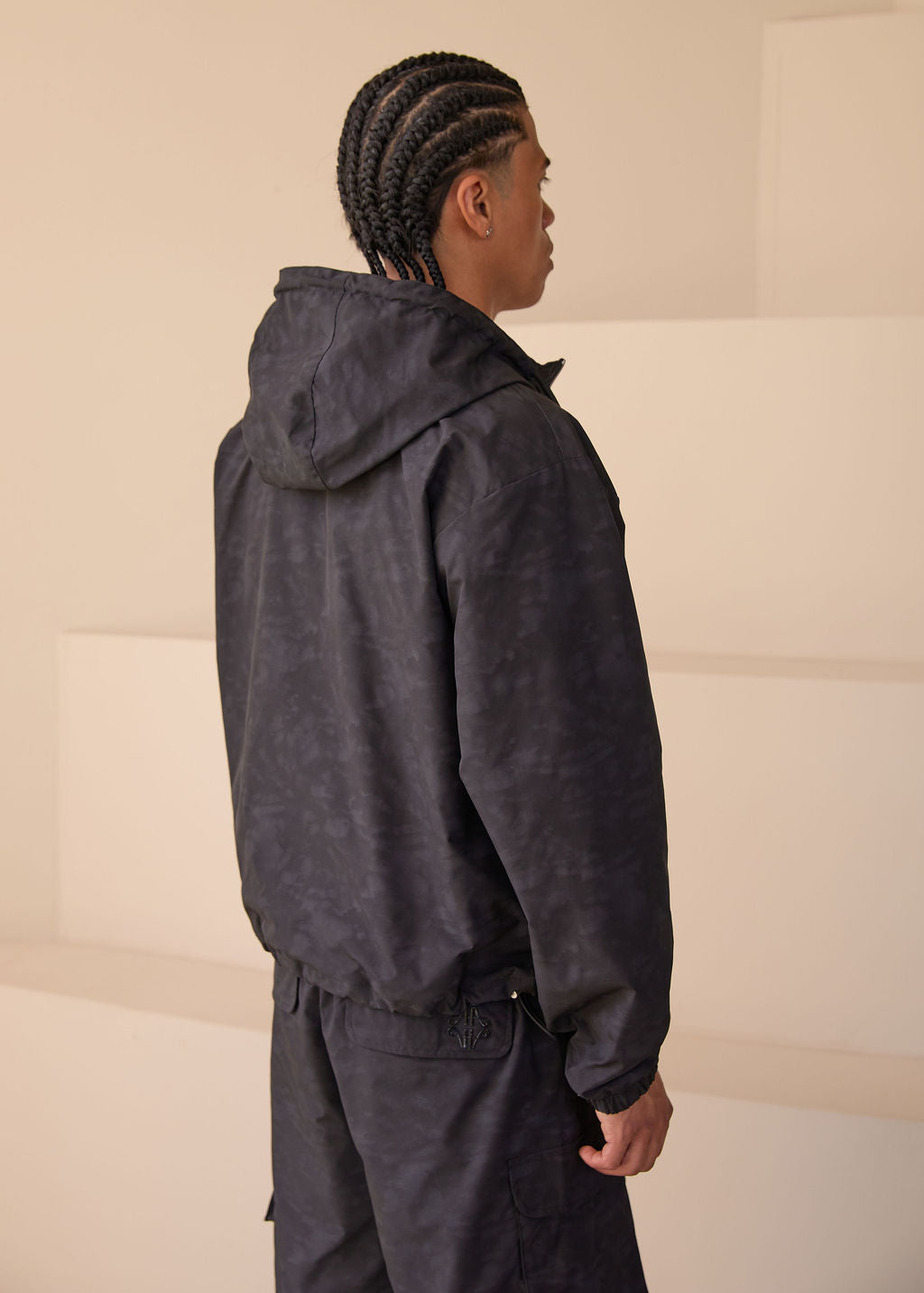 Almeria Patroon Windbreaker Jas Zwart