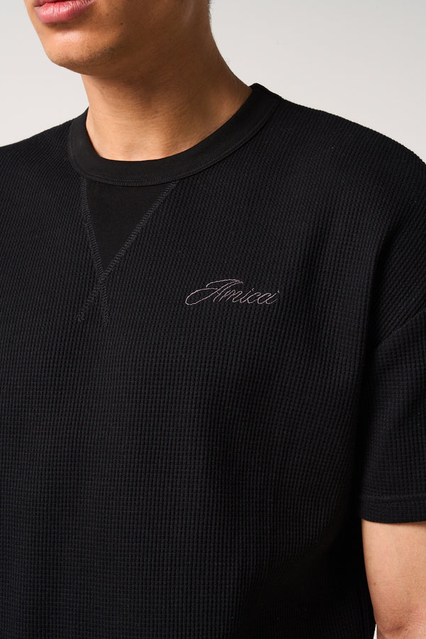 Tempest Waffle Knit T-Shirt Black
