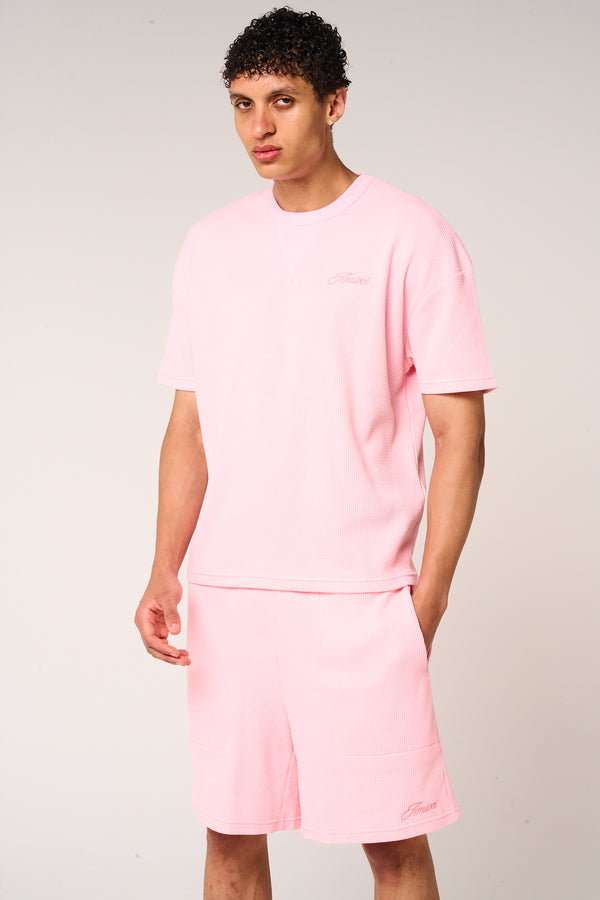 Tempest Waffle Knit T-Shirt Pink
