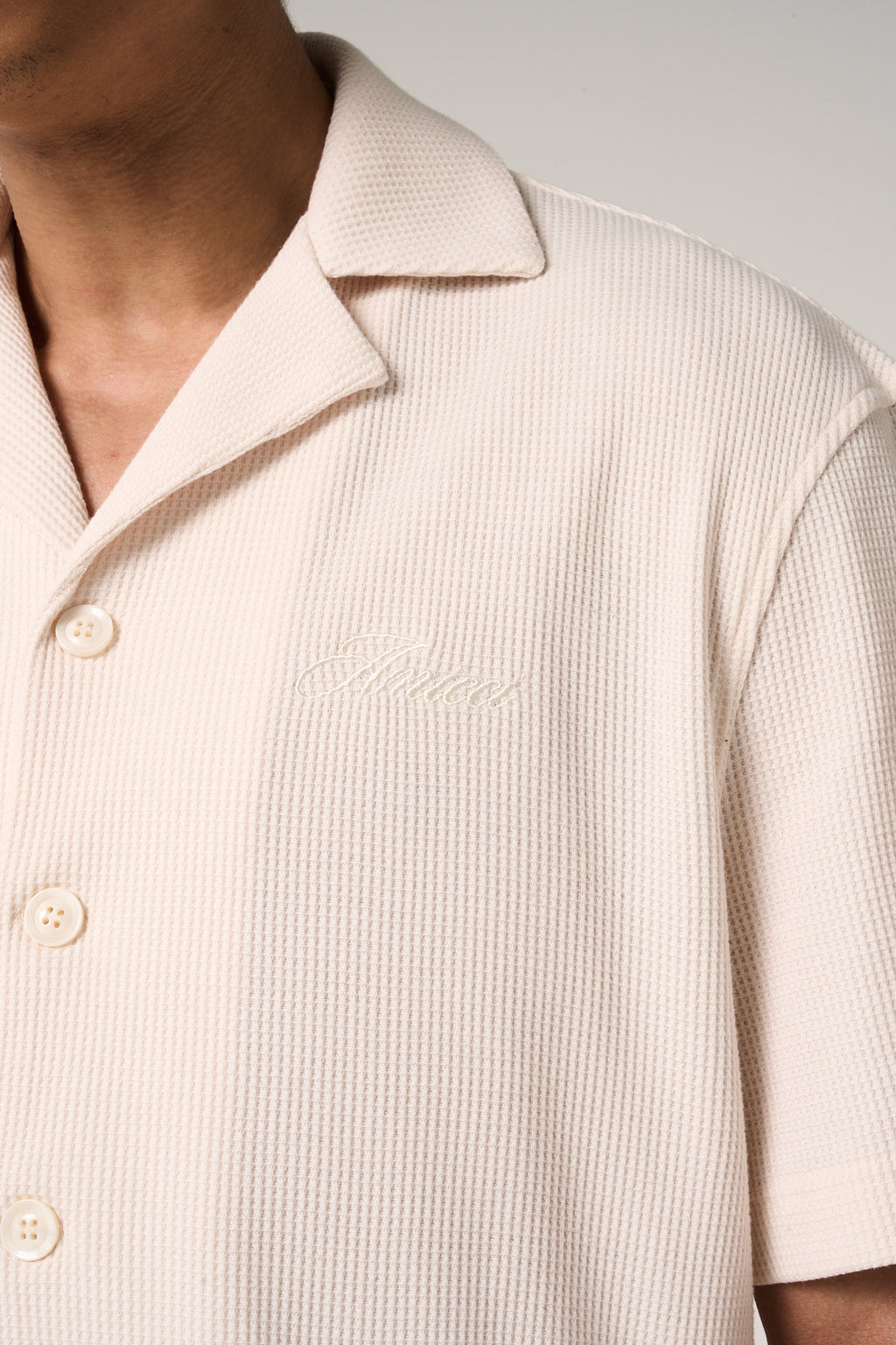 Cairo Waffle Knit Shirt Beige