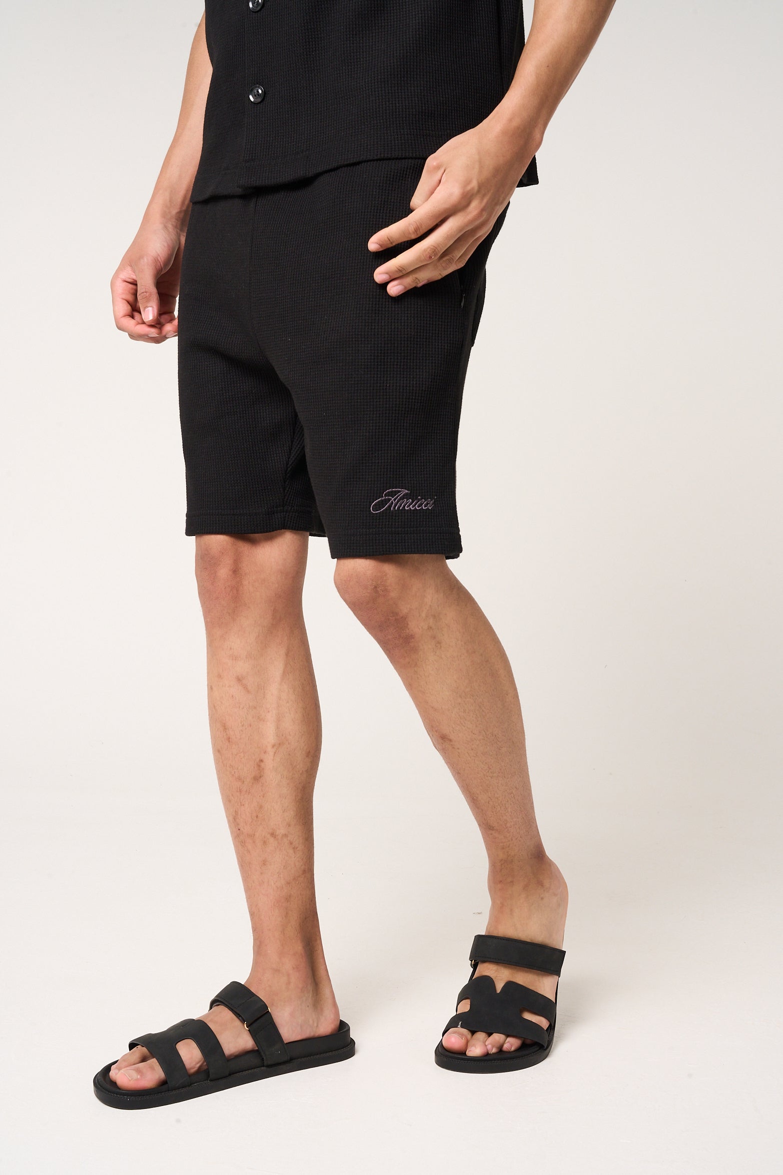 Cairo Waffle Knit Shorts Black