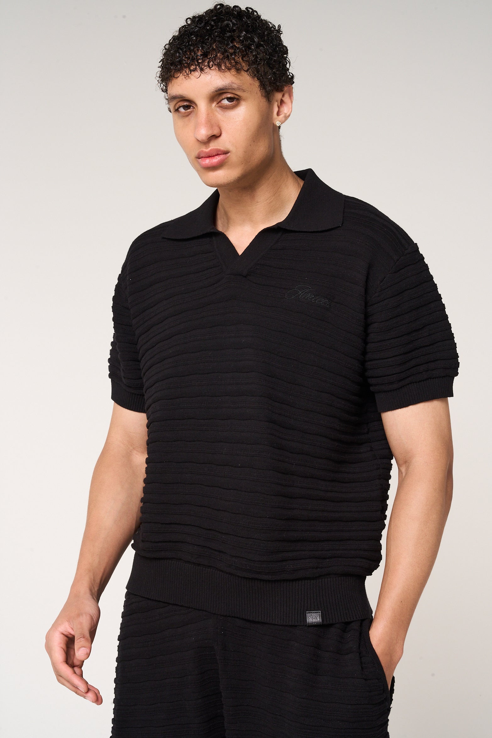 Dune Knitted Polo Black
