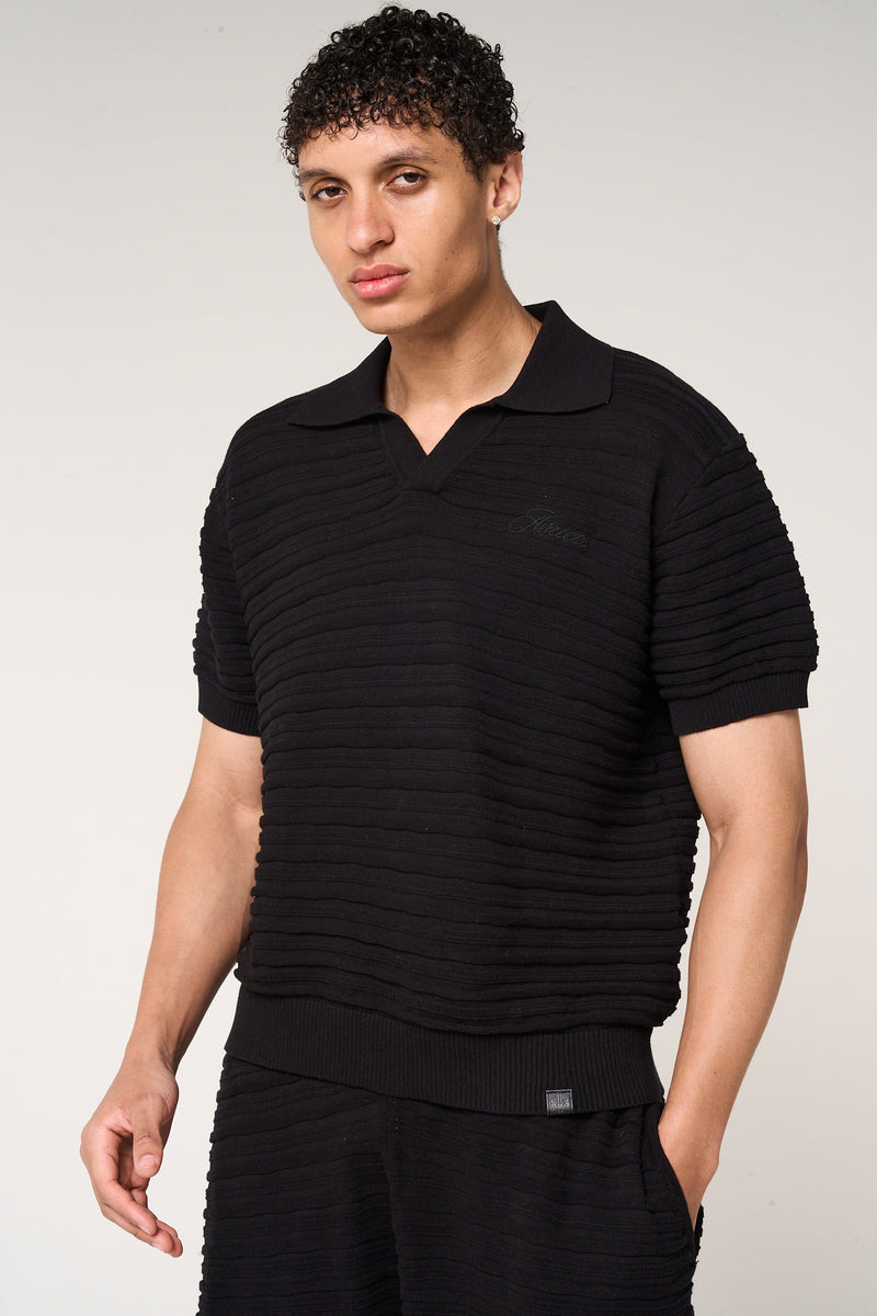 Dune Knitted Polo Black