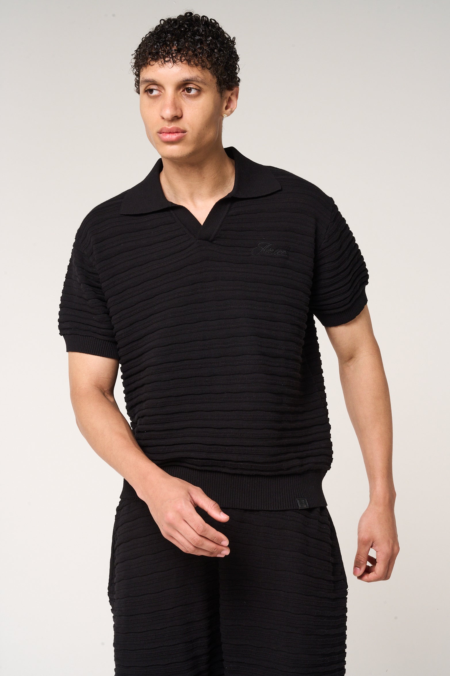 Dune Knitted Polo Black