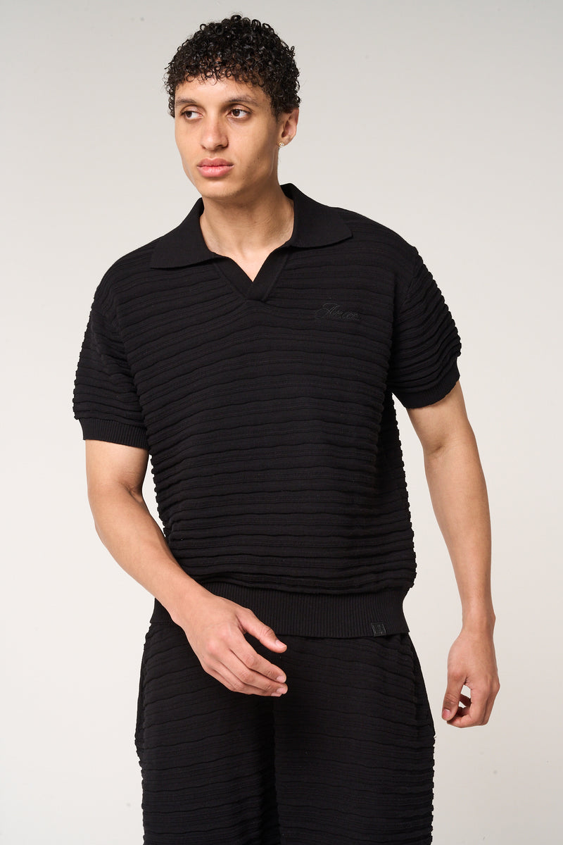 Dune Knitted Polo Black