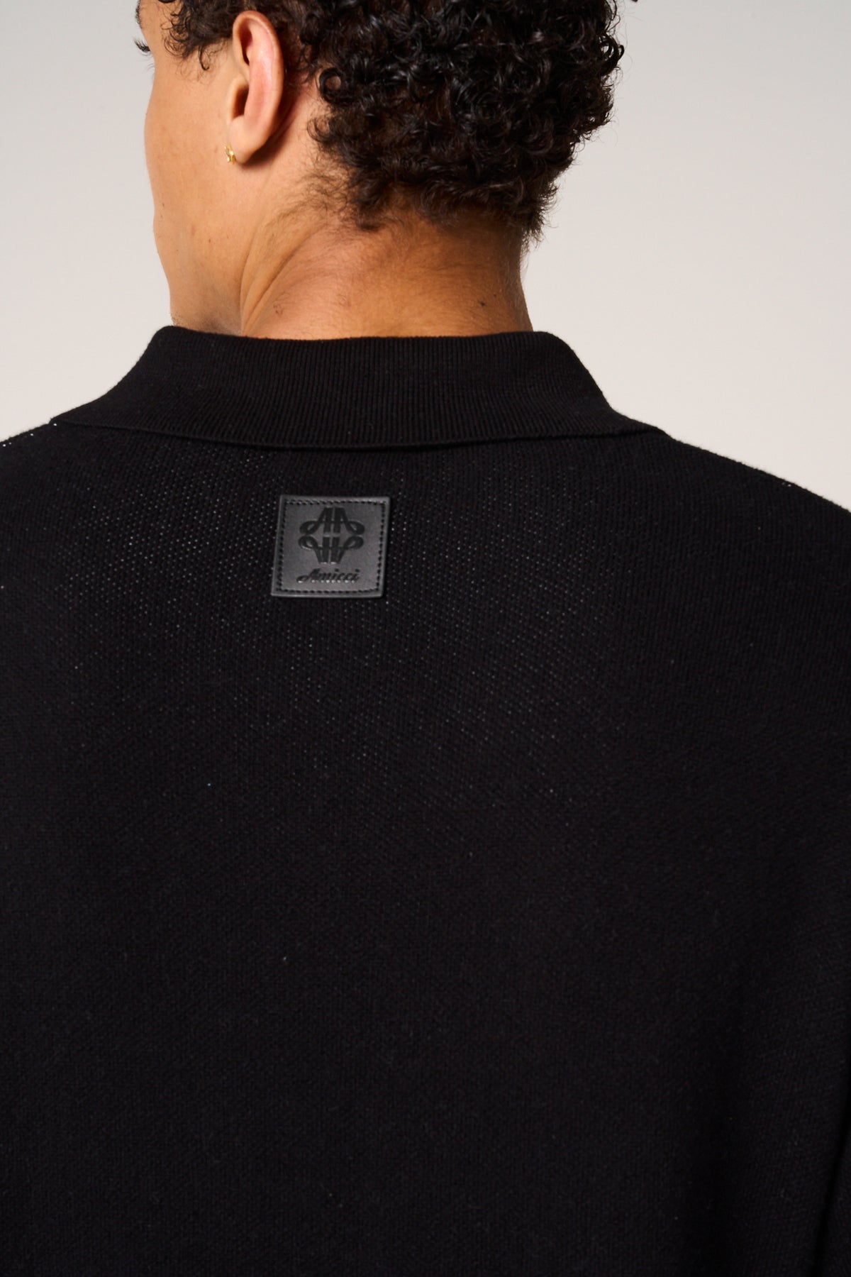 Reno Knitted Zip Polo Black
