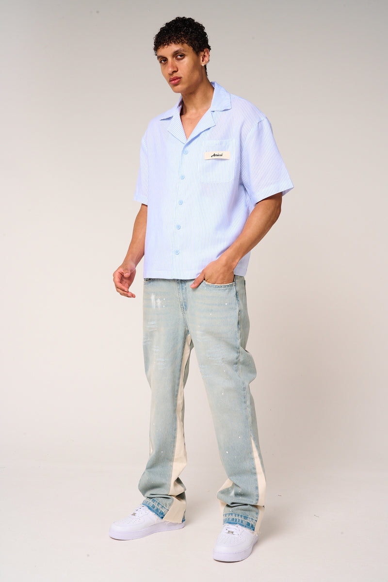 Taignes Blue Striped Cotton Shirt