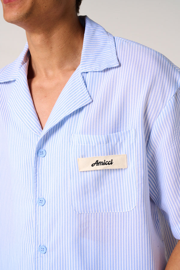 Taignes Blue Striped Cotton Shirt