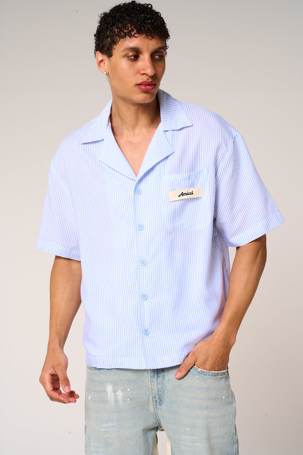 Taignes Blue Striped Cotton Shirt