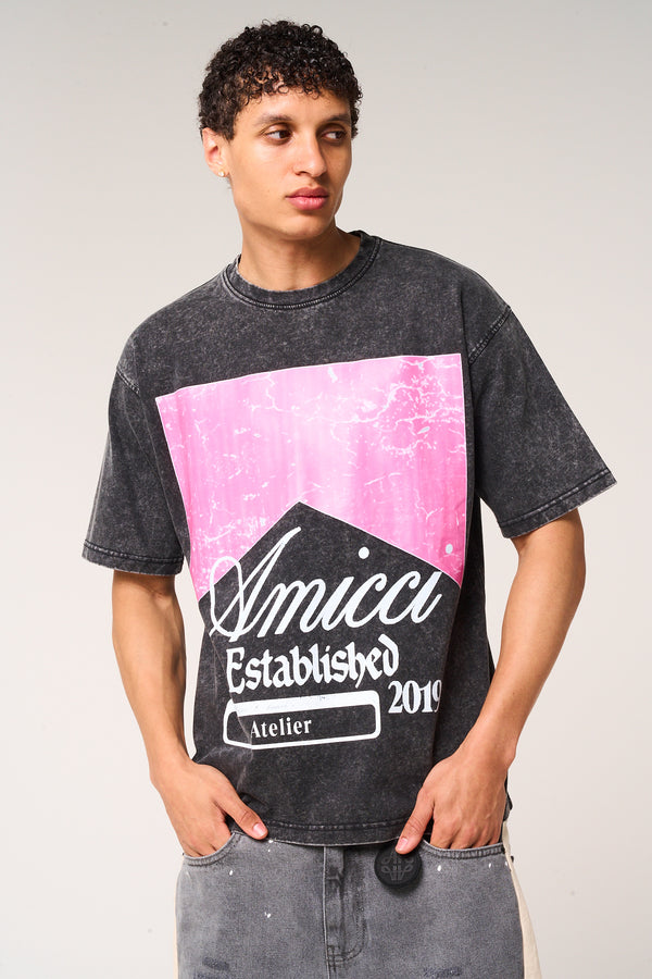 Rimini Graphic T Shirt Washed Black