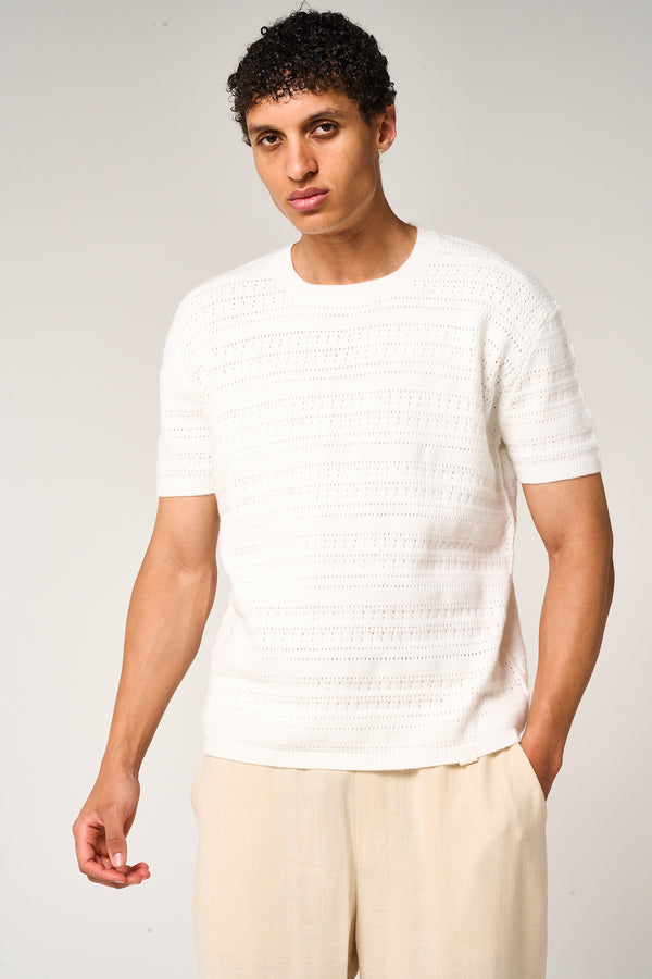 Araz Knitted Patterned T Shirt White