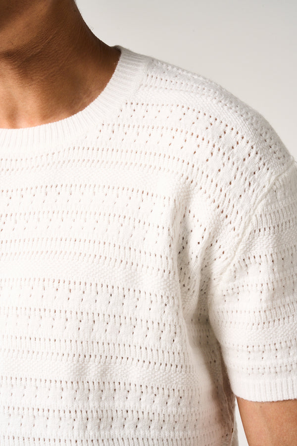 Araz Knitted Patterned T Shirt White