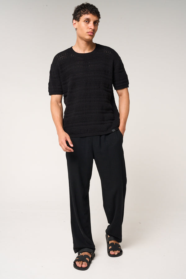 Araz Knitted Patterned T Shirt Black