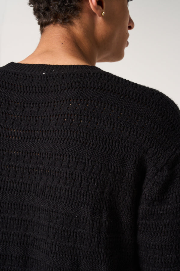 Araz Knitted Patterned T Shirt Black