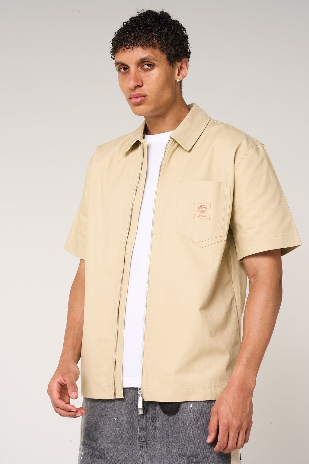 Ornell Cotton Twill Overshirt Beige