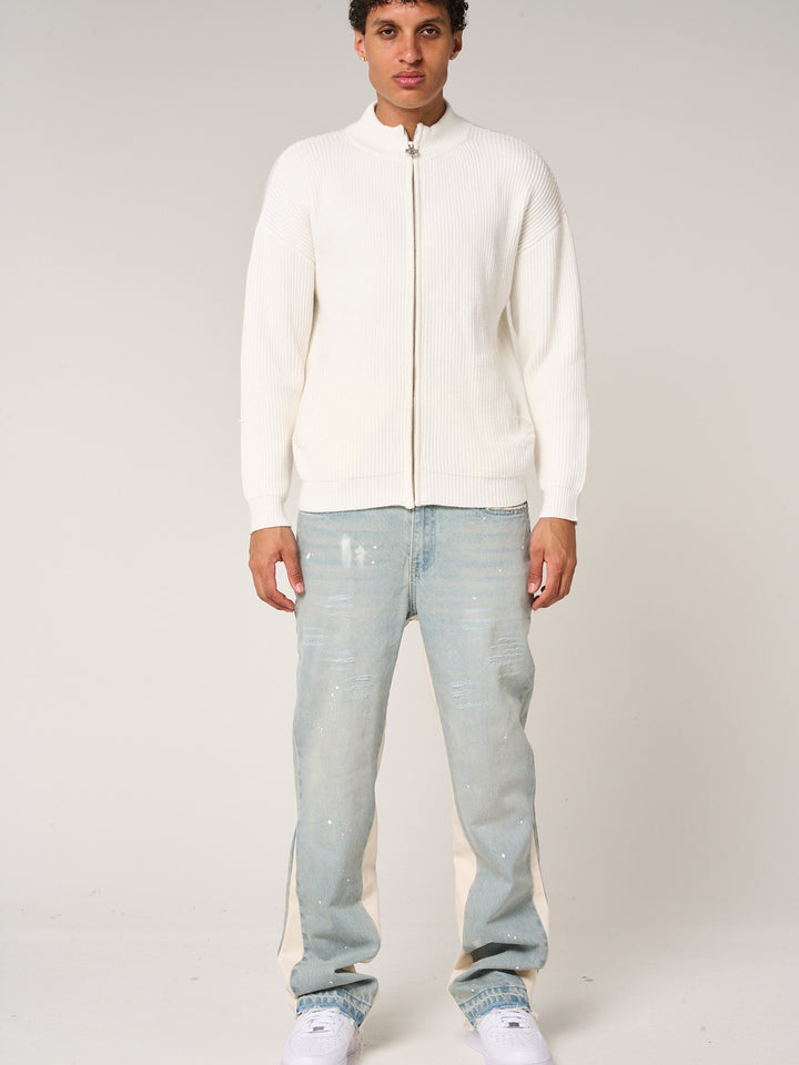 Mesa Ribbed Zip-Through Sweater White