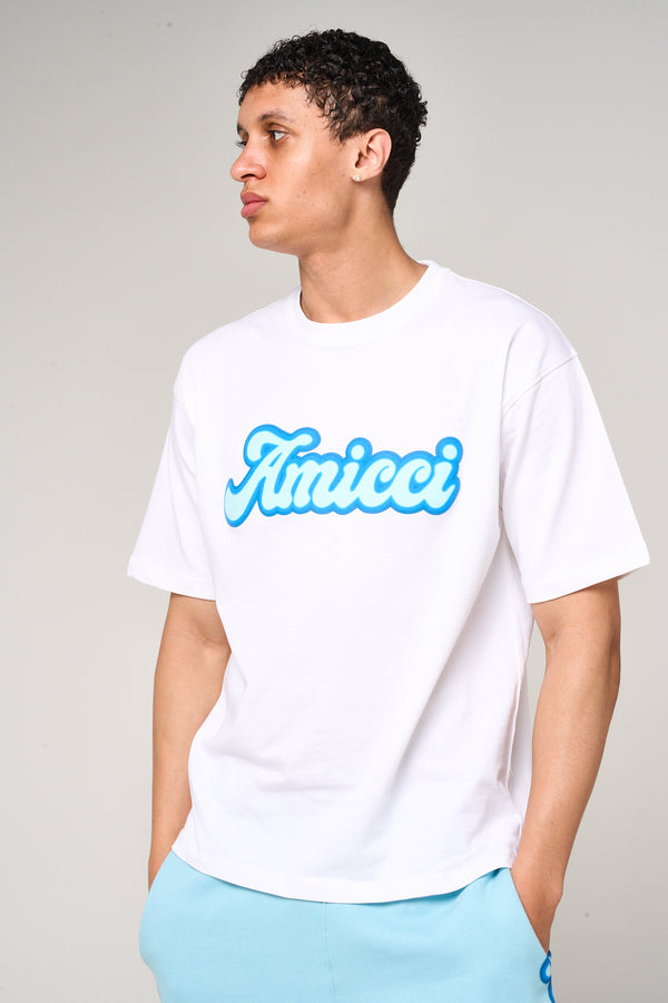 Rachid Logo Print T Shirt Blue