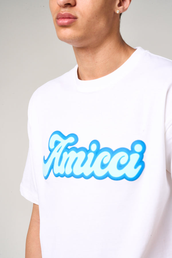 Rachid Logo Print T Shirt Blue
