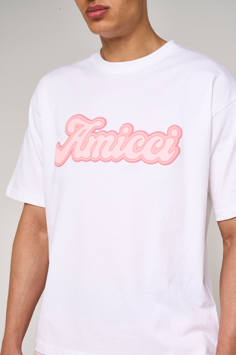Rachid Logo Printed T Shirt Pink