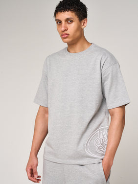 Fares Logo Embroidery T Shirt Grey