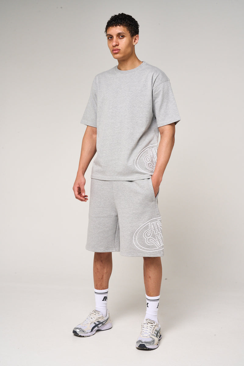 Fares Logo Embroidery Shorts Grey
