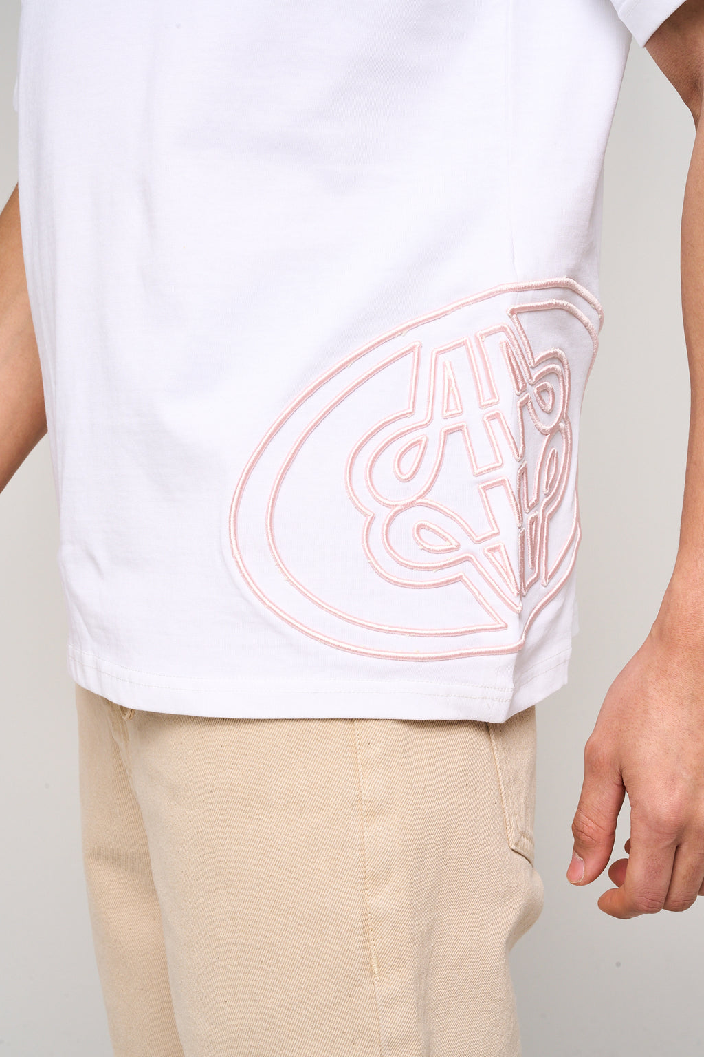 Fares Logo Embroidery T Shirt Grey White