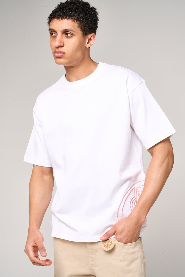 Fares Logo Embroidery T Shirt White