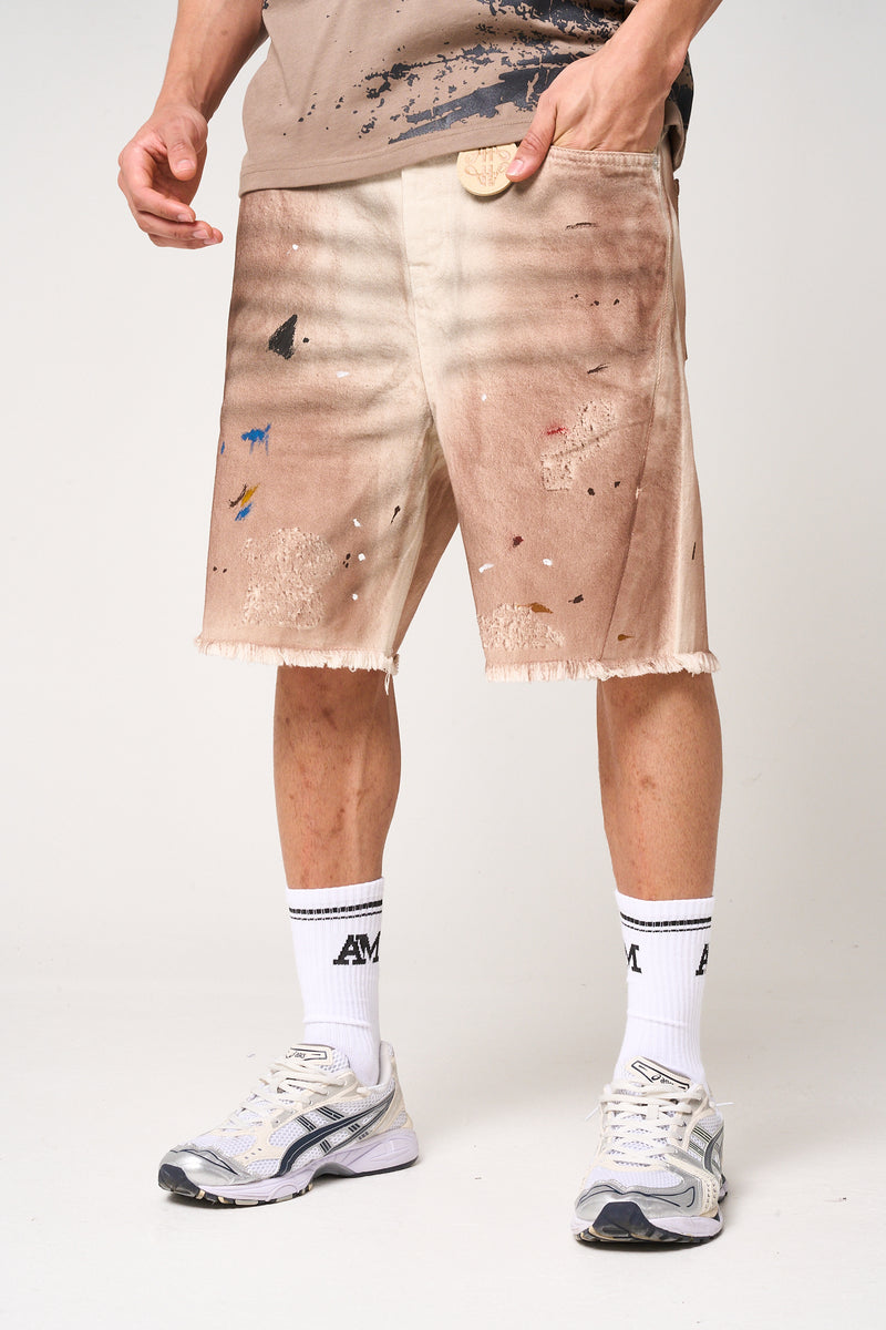 Abasalo Beige Denim Shorts