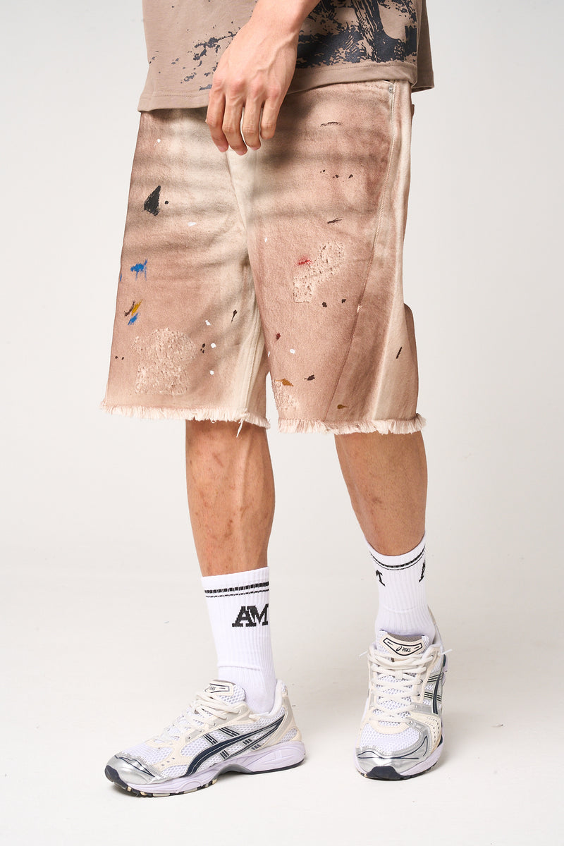 Abasalo Beige Denim Shorts