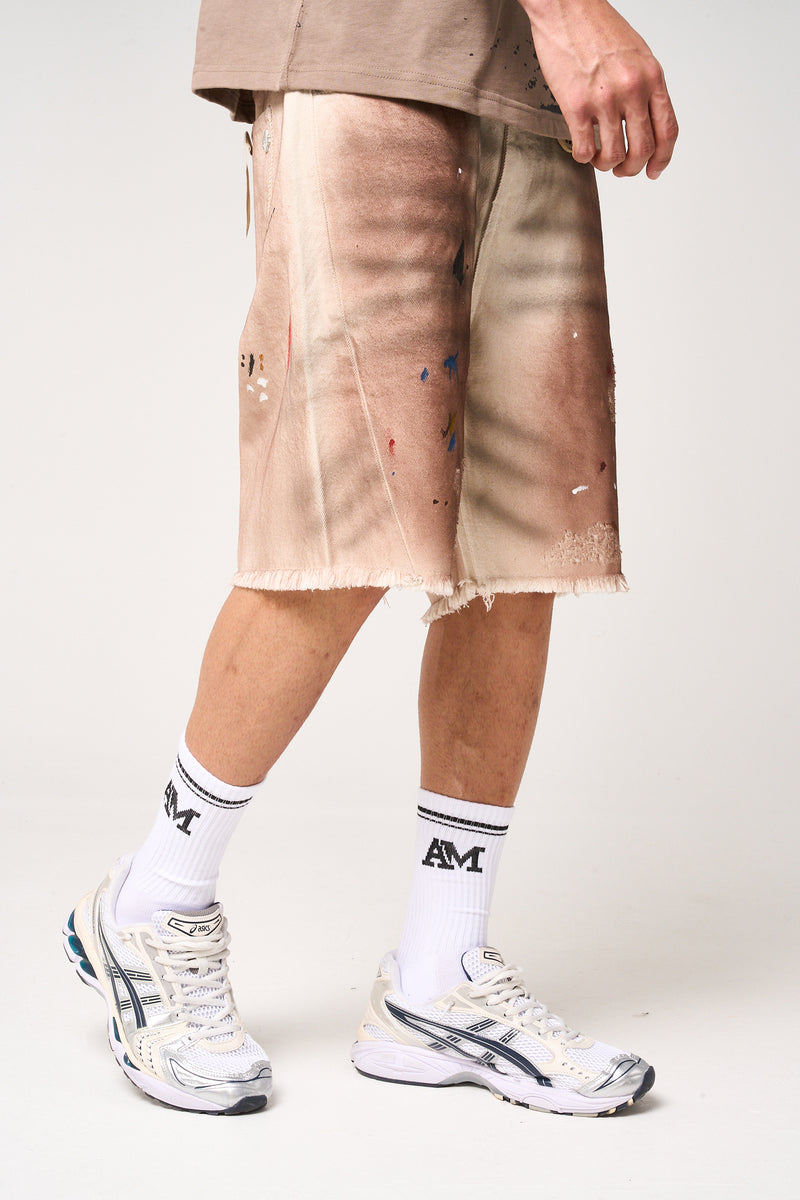 Abasalo Beige Denim Shorts