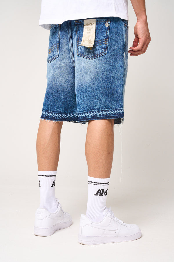 Cardenas Paint Splat Denim Short Blue