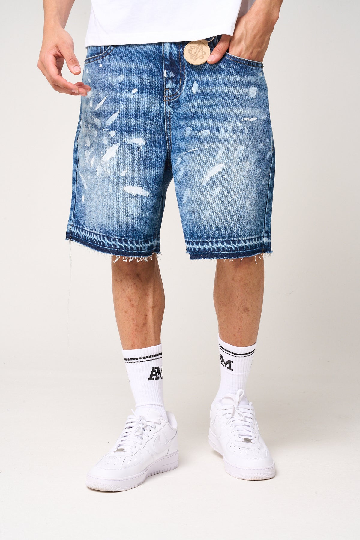 Cardenas Paint Splat Denim Short Blue