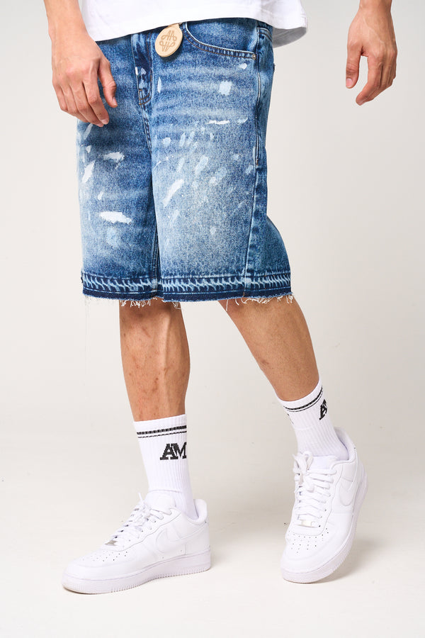Cardenas Paint Splat Denim Short Blue