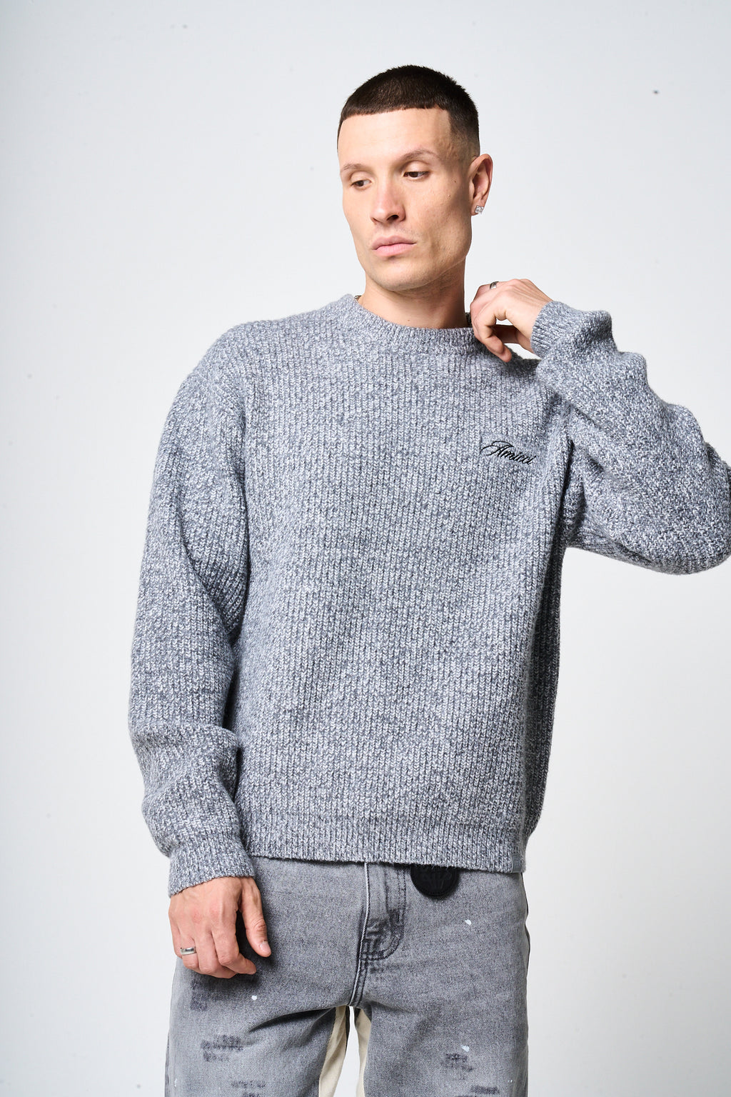 Liberta Grey Heavy Knitted Sweatshirt