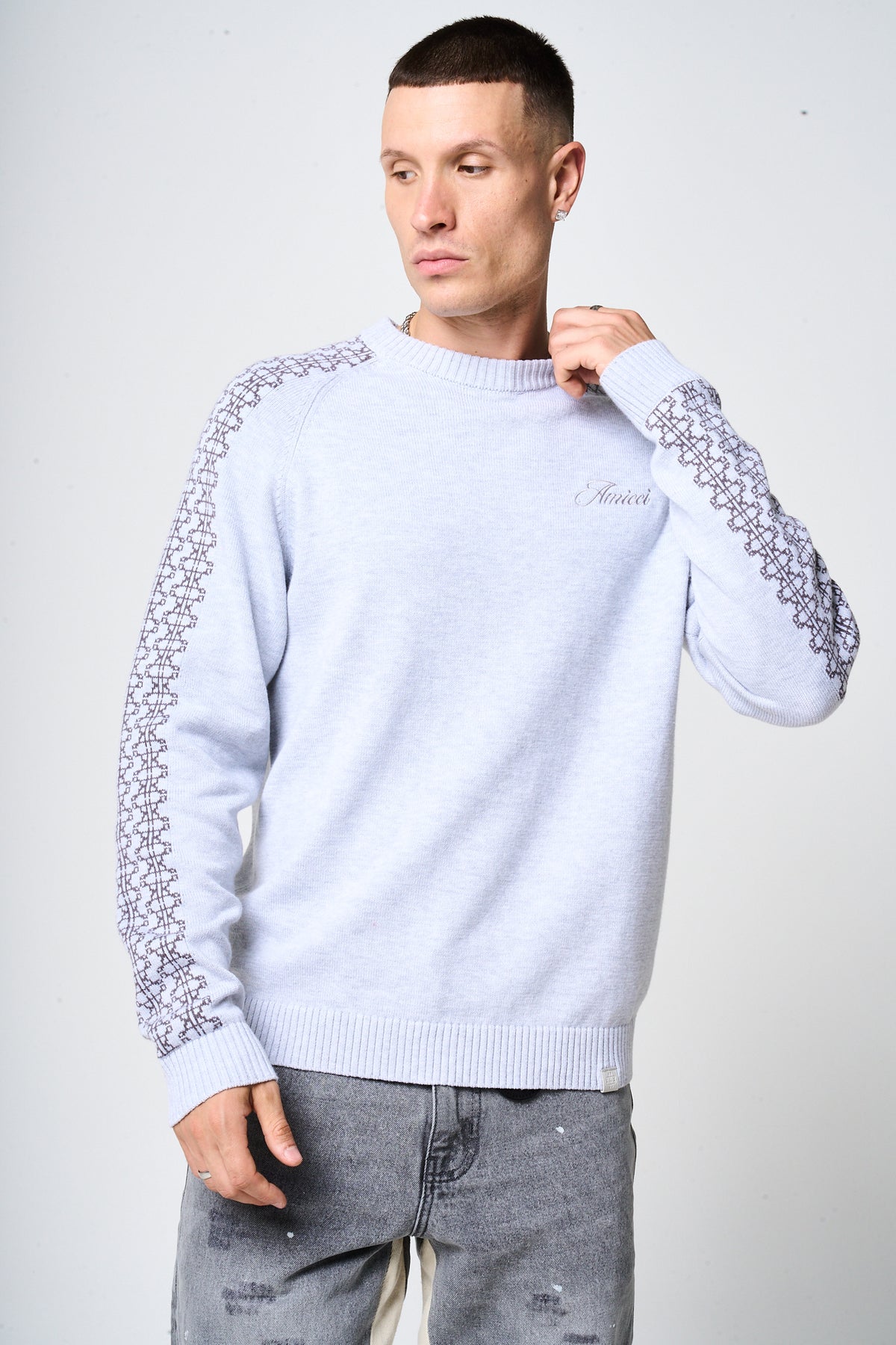 Trento Grey Logo Knitted Sweatshirt