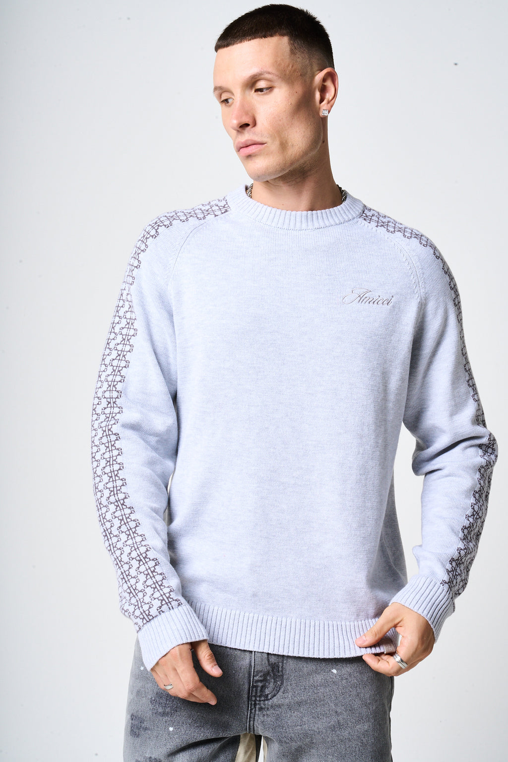 Trento Grey Logo Knitted Sweatshirt