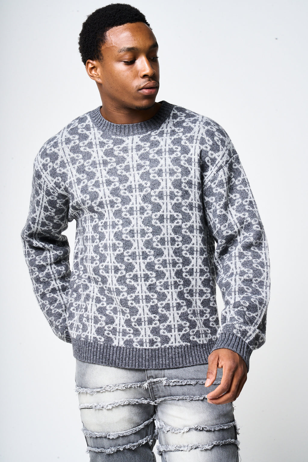Pasquale Grey Knitted Sweatshirt