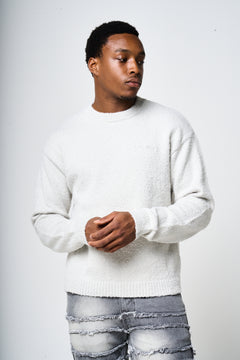 Fretta Fluffy Knit Sweatshirt Grey