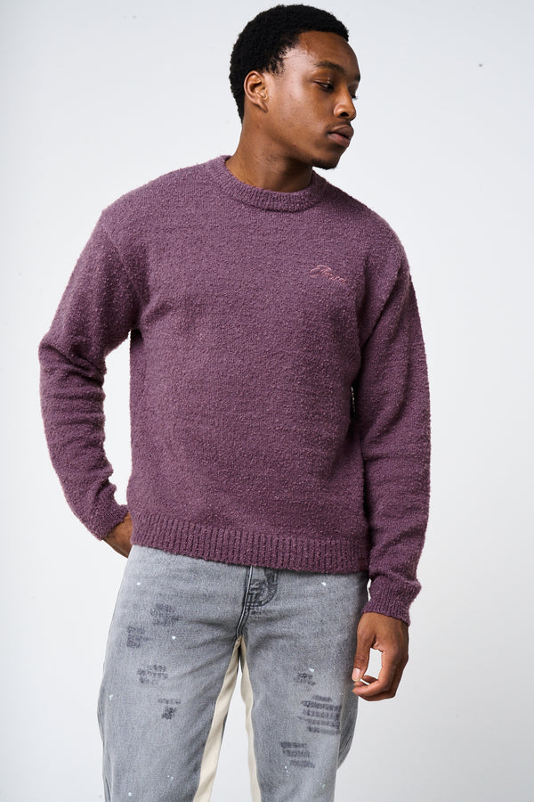 Fretta Fluffy Knit Sweatshirt Burgundy