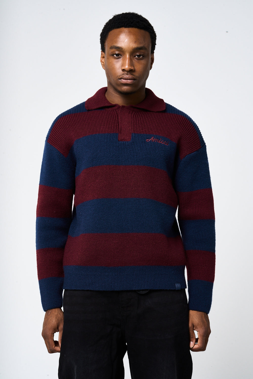 Awing Marine Gestreepte Gebreide Sweater